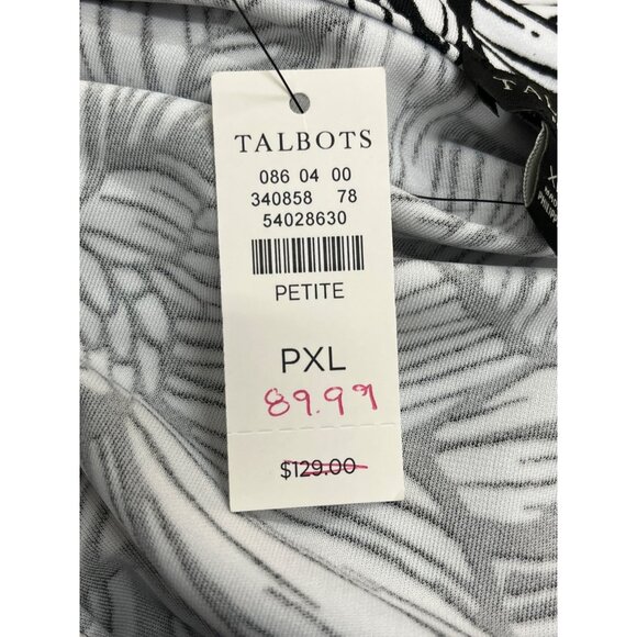 Talbots Women's Black & White Button Front Tropical Maxi Dress Sz XLP - NWT - Picture 6 of 9